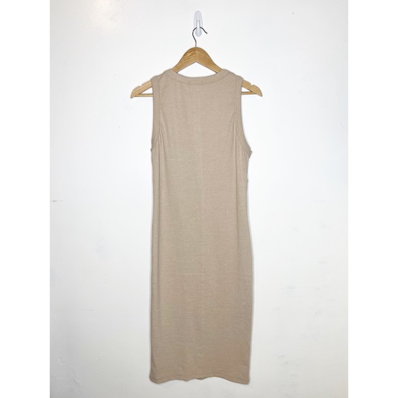Thick Rib Cup Detail Button Midi Dress 